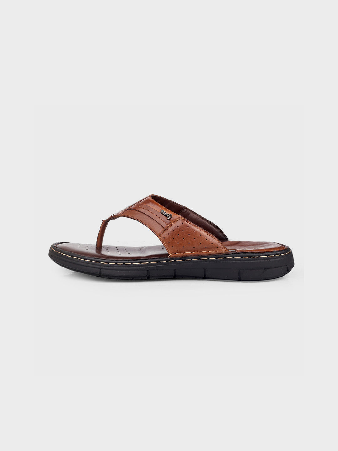 Tan Leather Slip-On Slippers