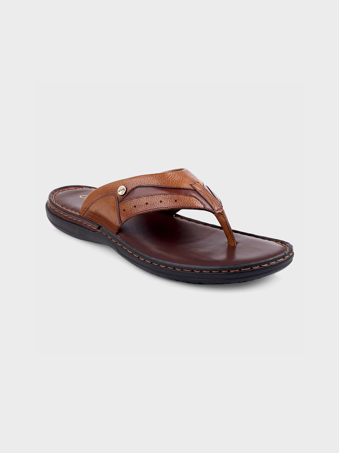 Premium Tan Leather Slip-On Slippers