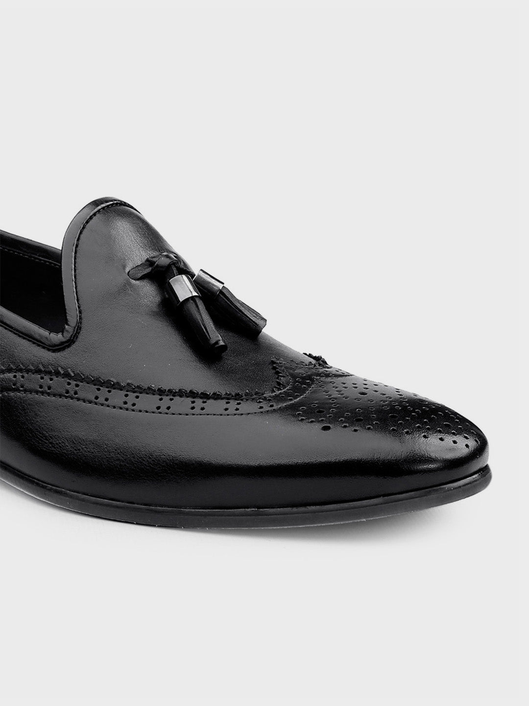 Black Leather Slip-On Loafers