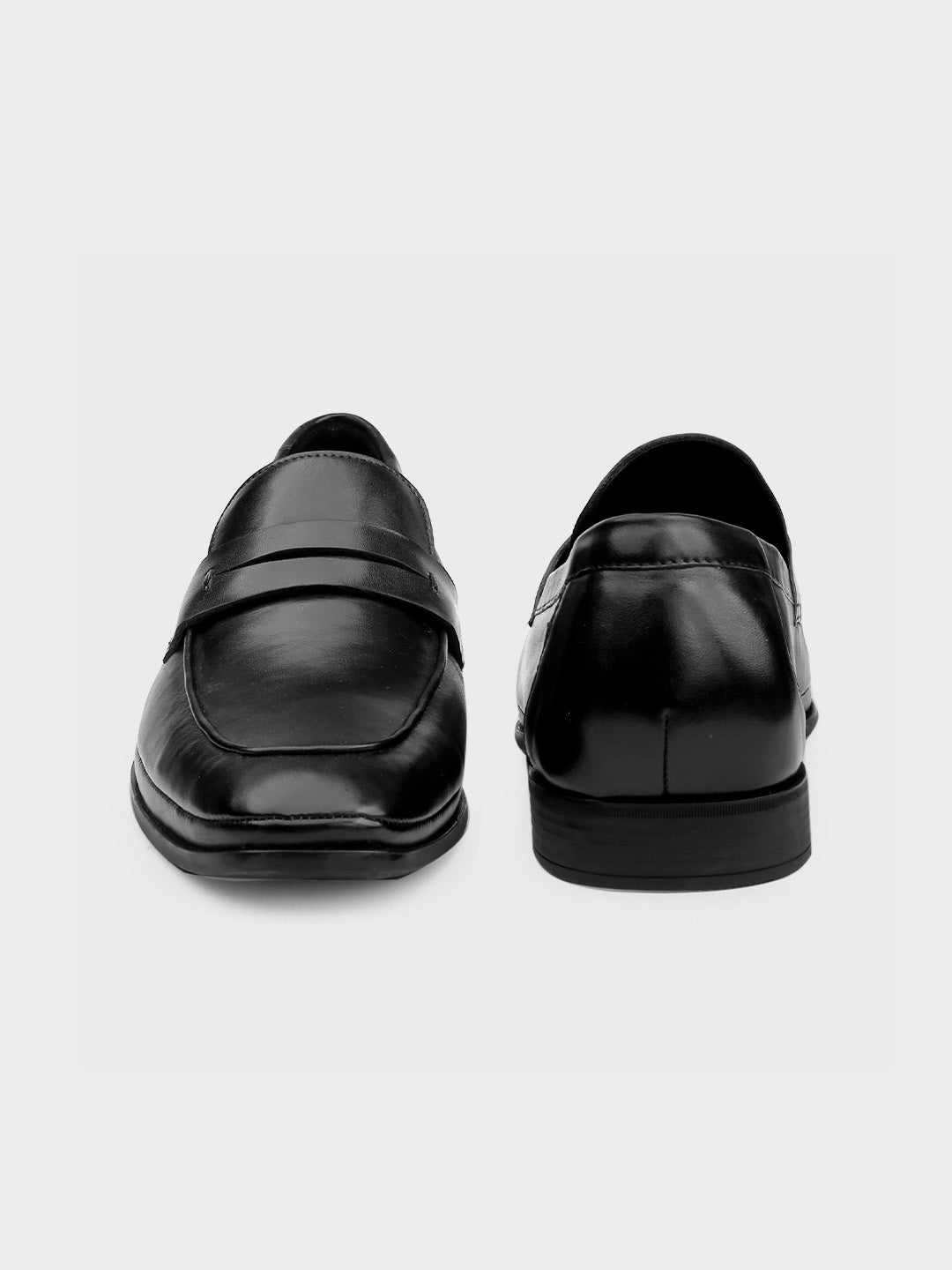 Black Leather Slip-On Loafers