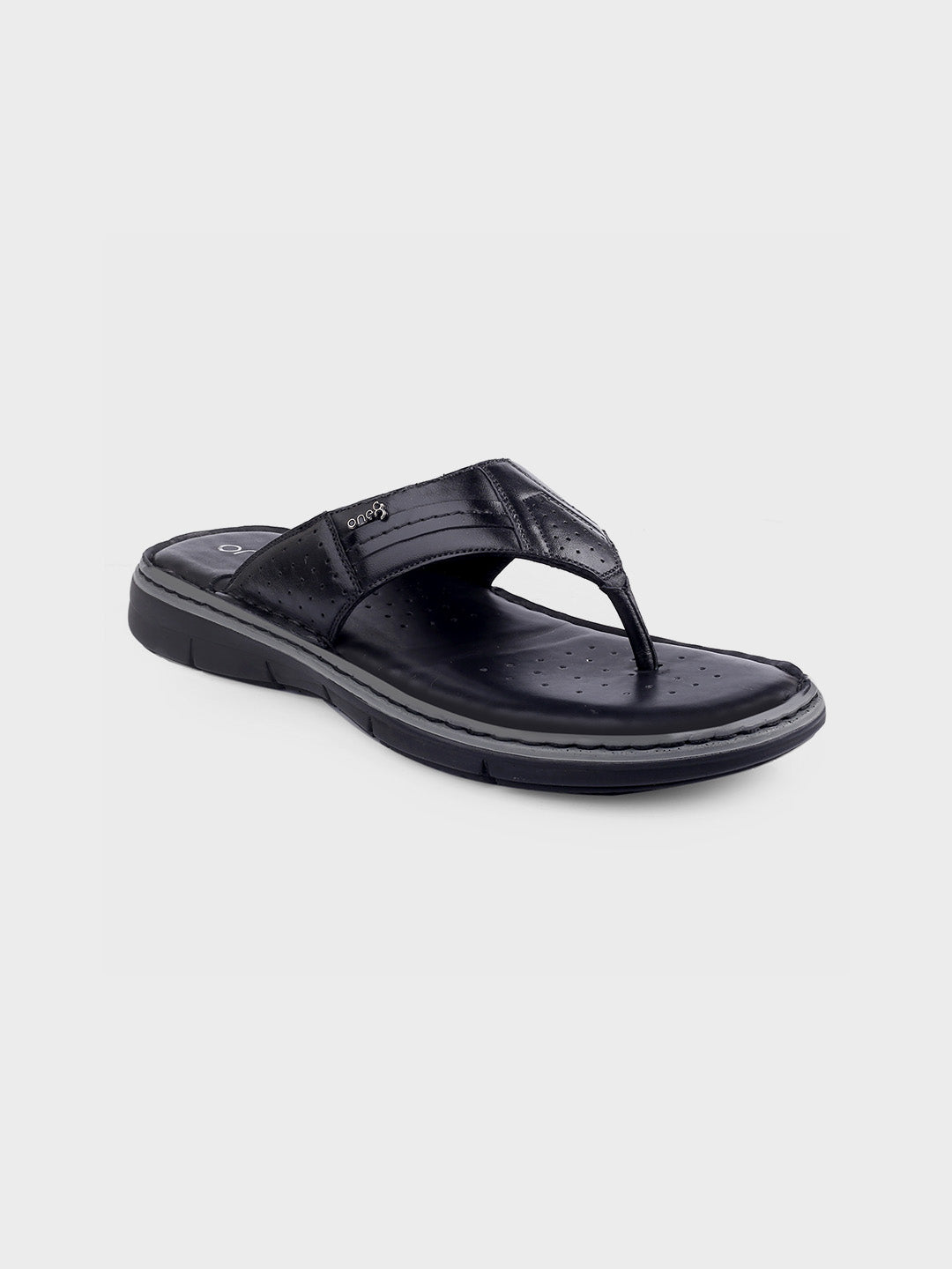 Black Leather Slip-On Slippers