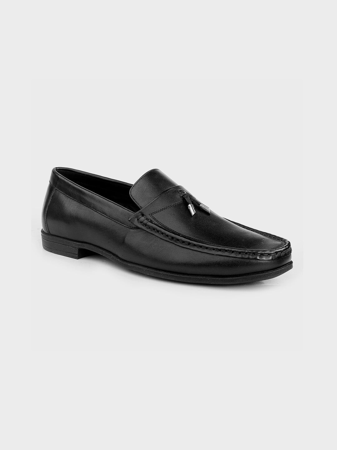 Men's Black Leather Tassel Slip-On Shoes