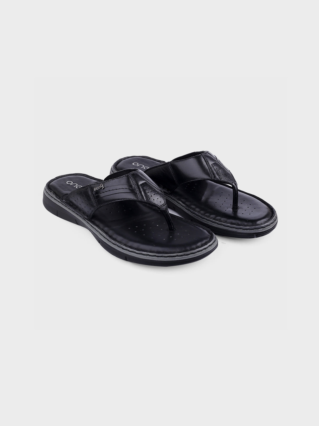 Black Leather Slip-On Slippers