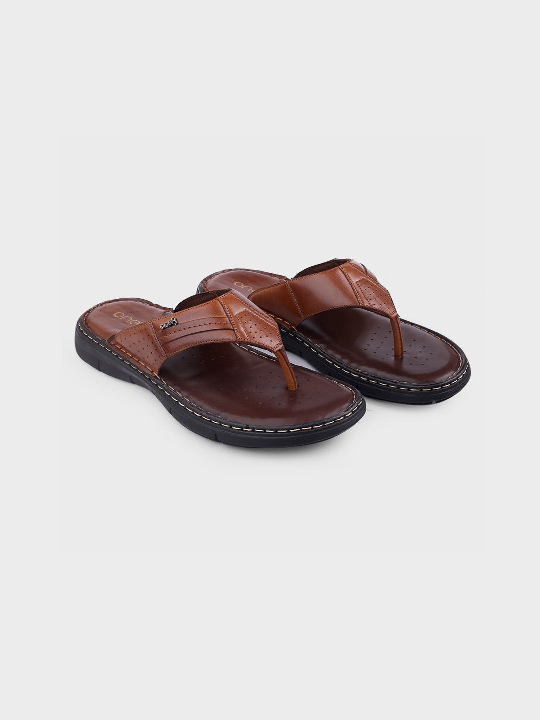 Tan Leather Slip-On Slippers