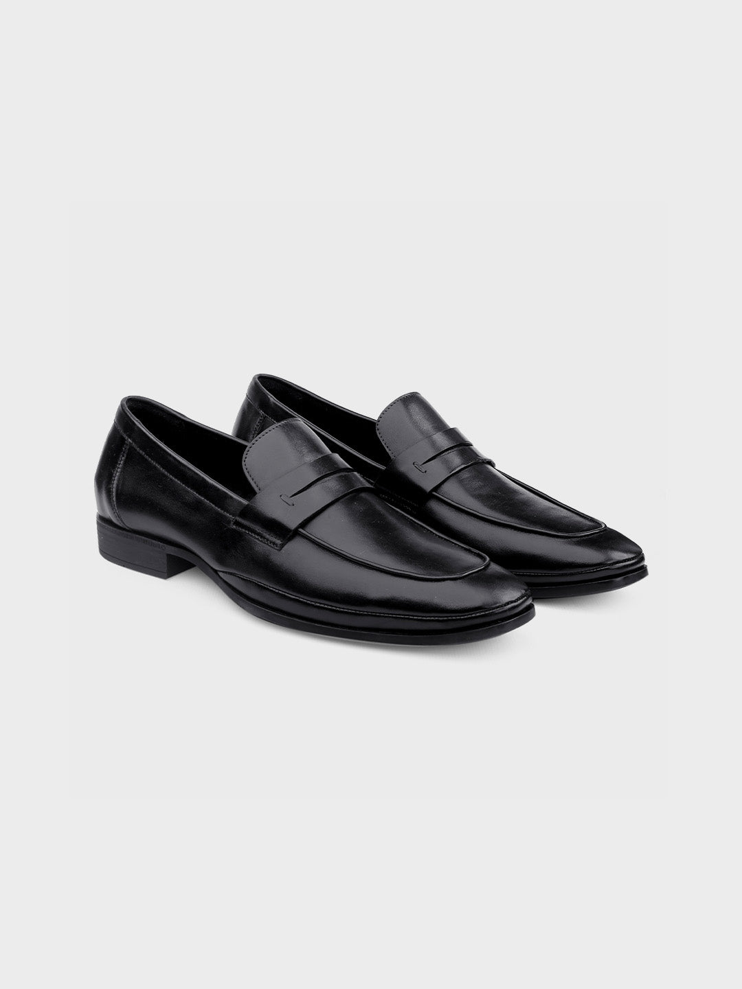 Black Leather Slip-On Loafers