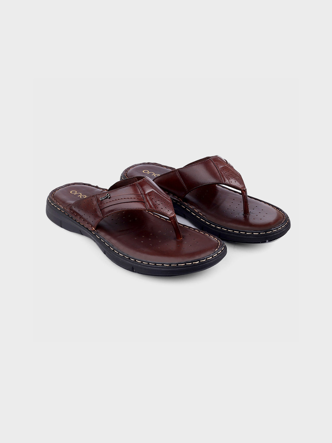 Brown Leather Slip-On Slippers