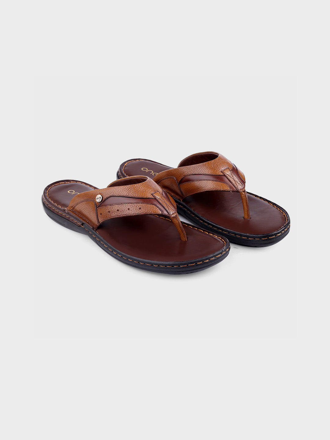 Premium Tan Leather Slip-On Slippers