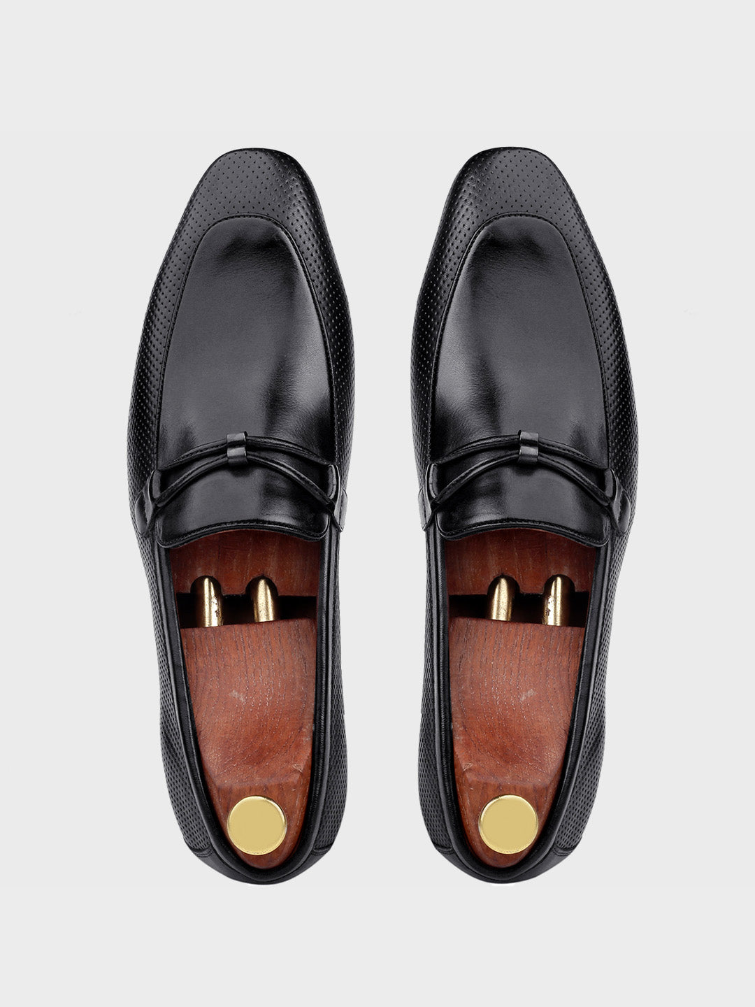 Black Leather Slip-On Loafer Shoes