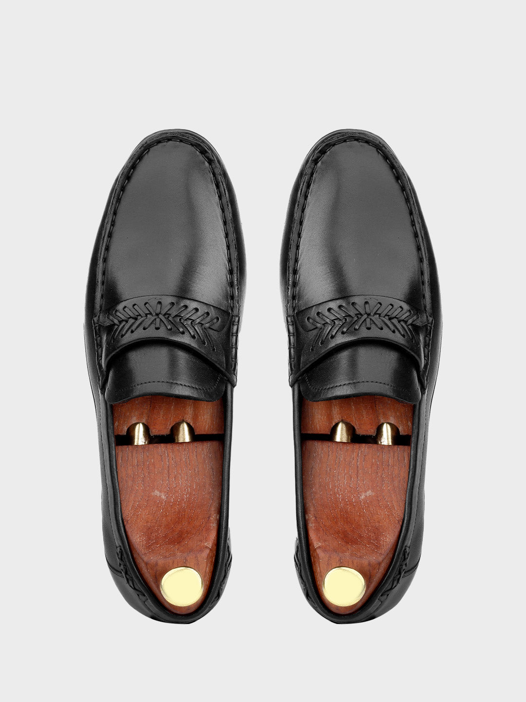 Men's Black Leather Slip-On Loafers