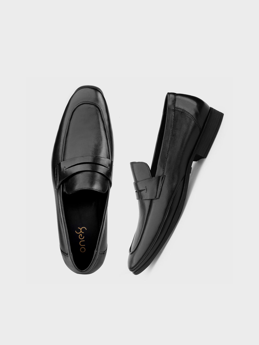 Black Leather Slip-On Loafers