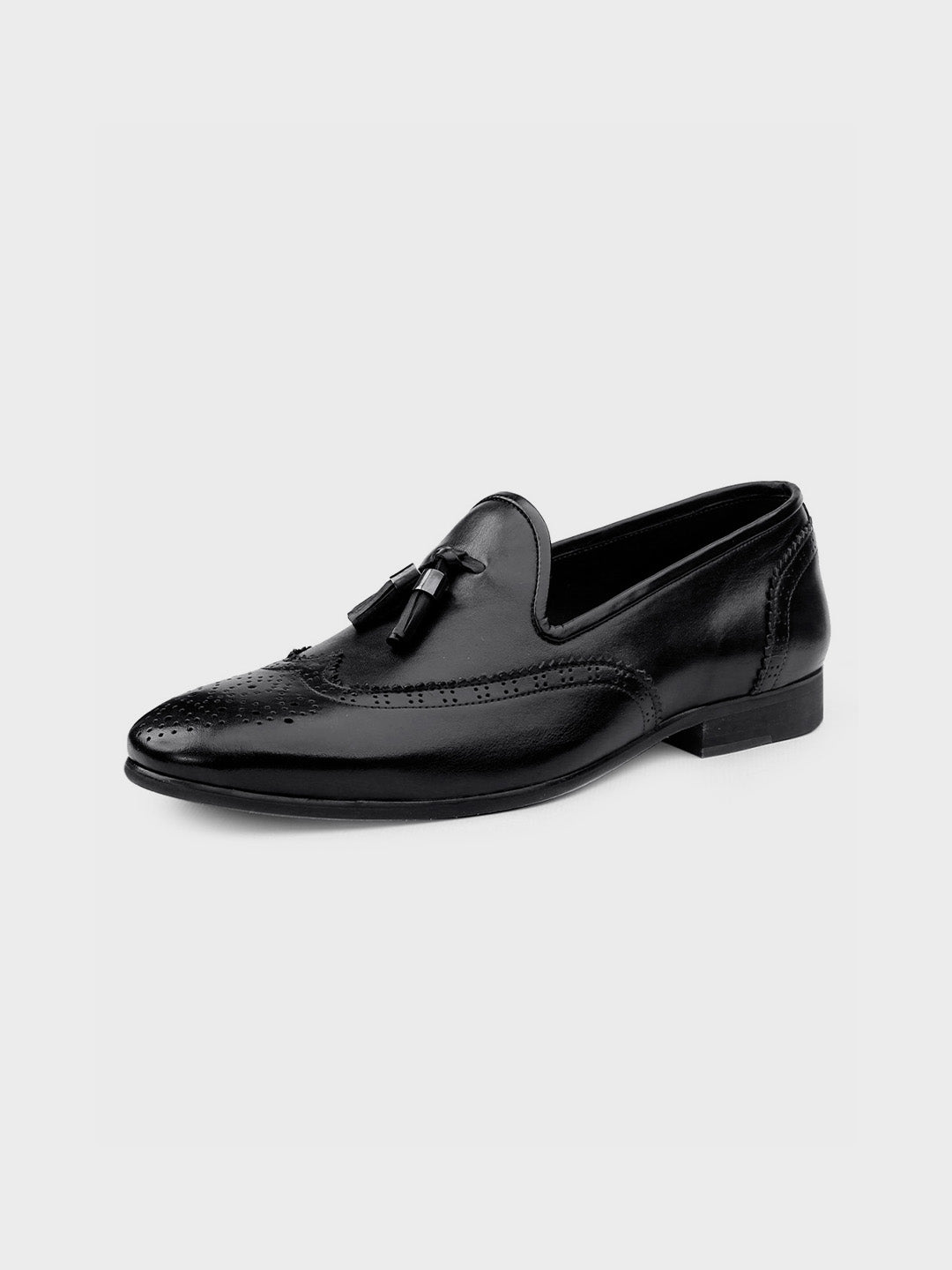 Black Leather Slip-On Loafers