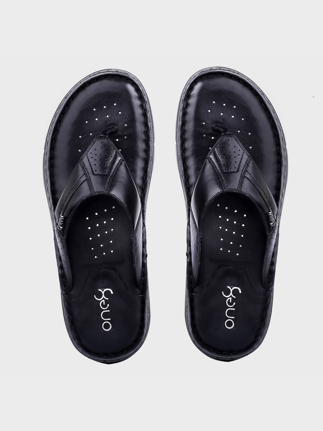 Black Leather Slip-On Slippers