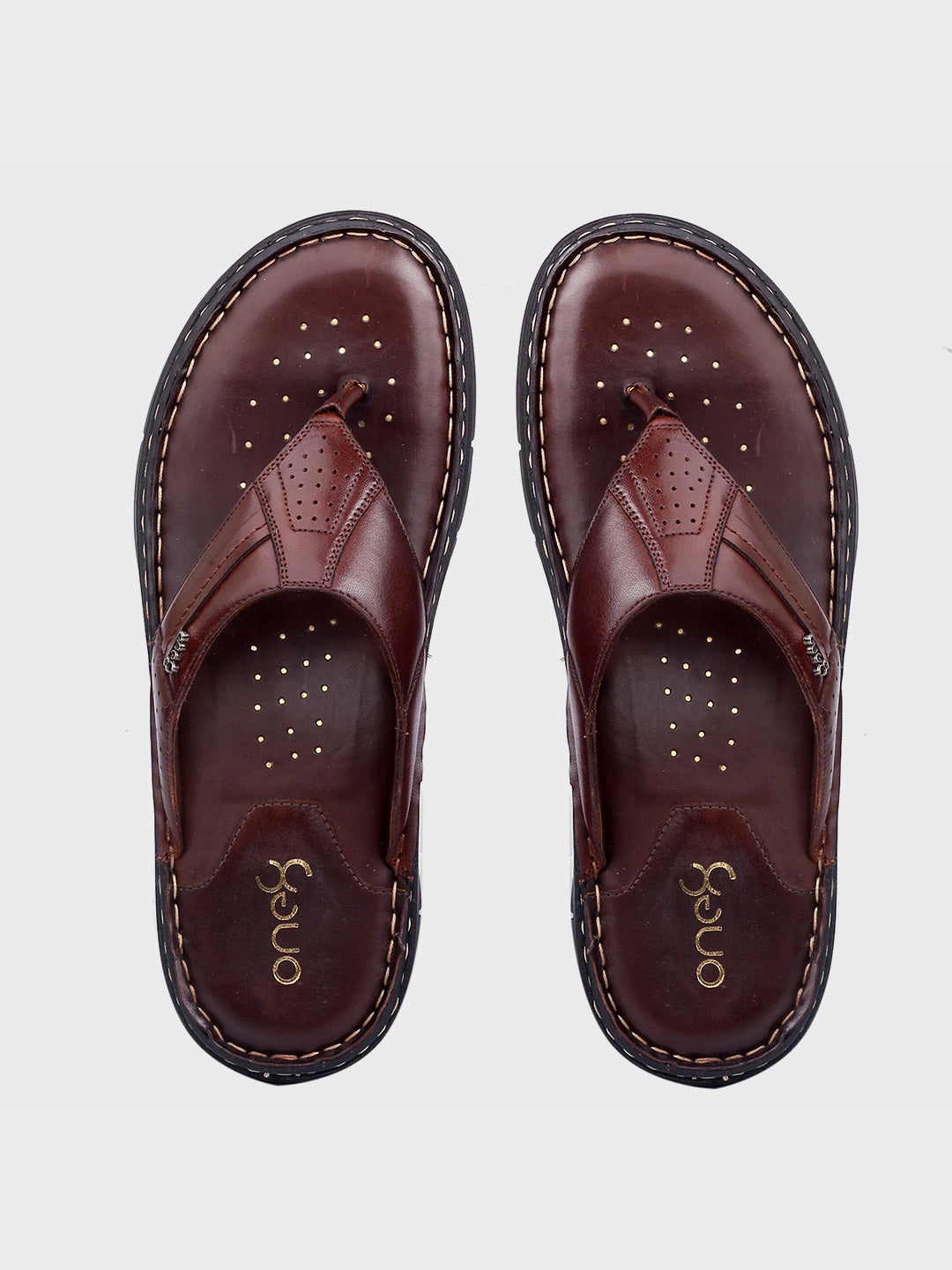 Brown Leather Slip-On Slippers