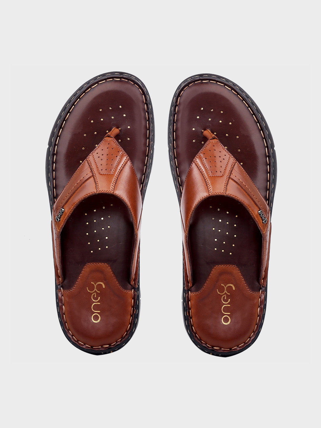 Tan Leather Slip-On Slippers