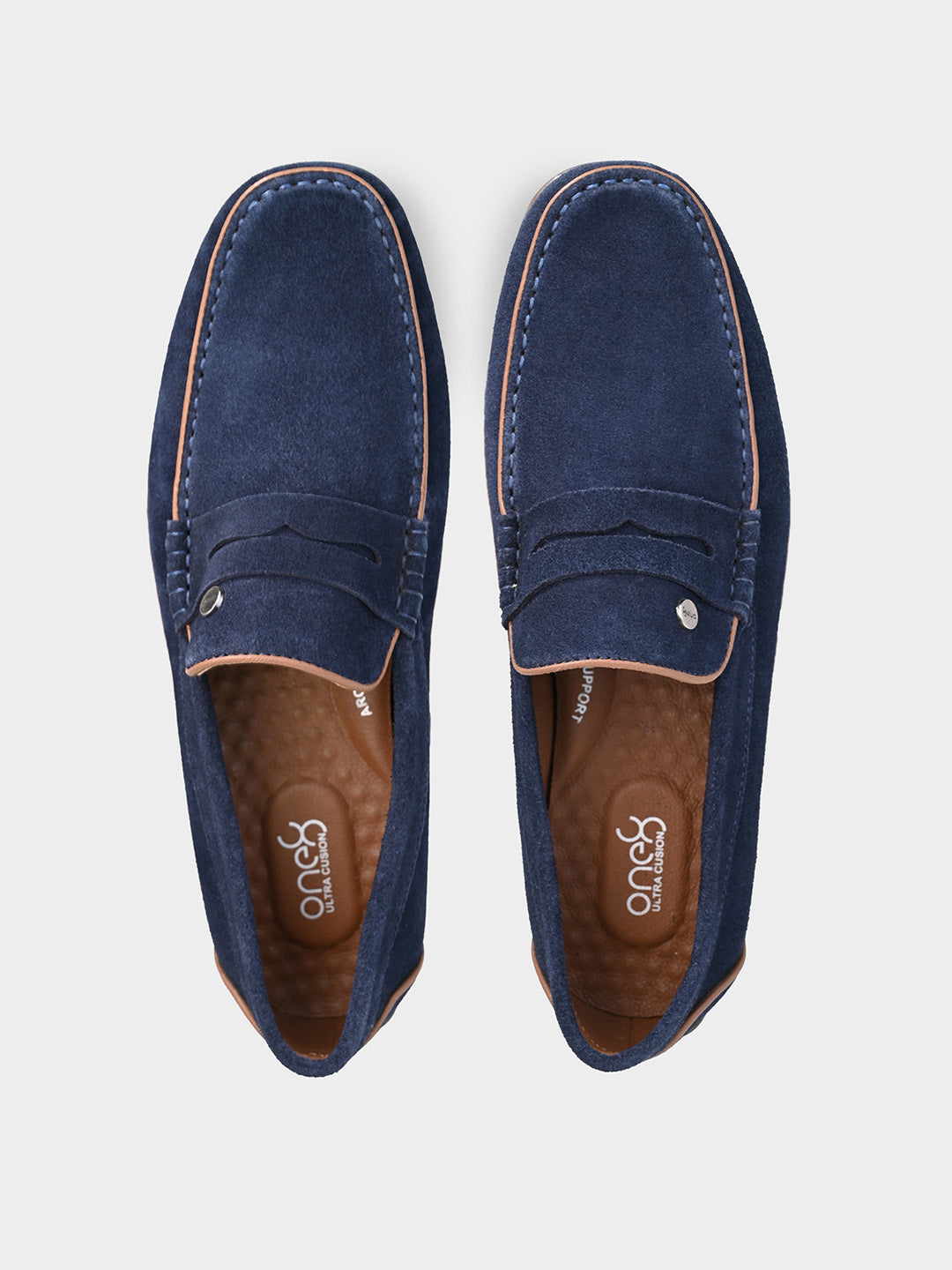 Navy Blue Suede Slip-On Loafers