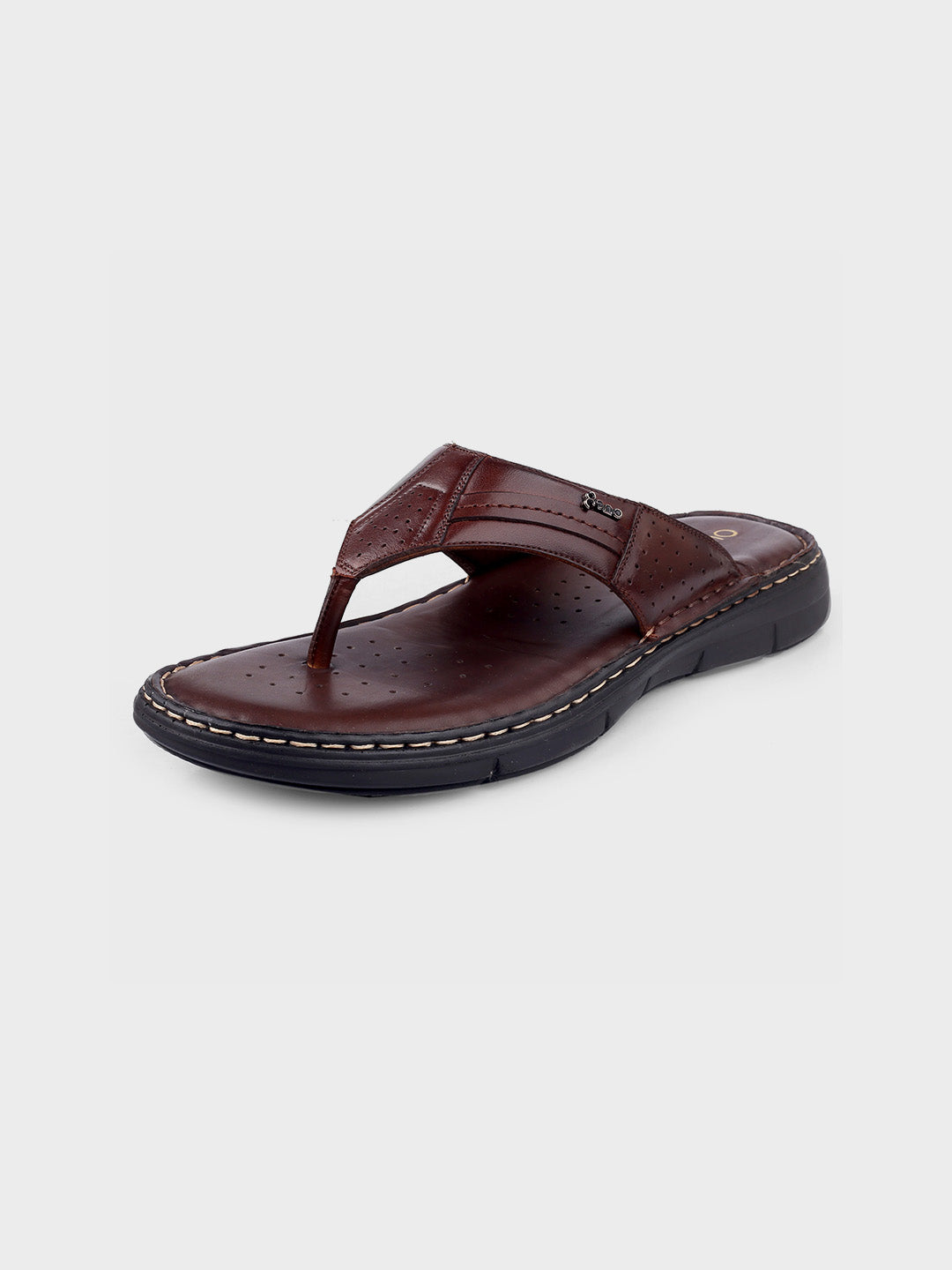 Brown Leather Slip-On Slippers