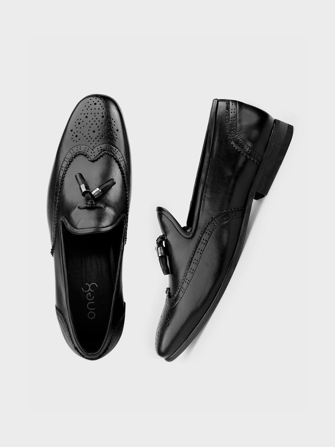 Black Leather Slip-On Loafers