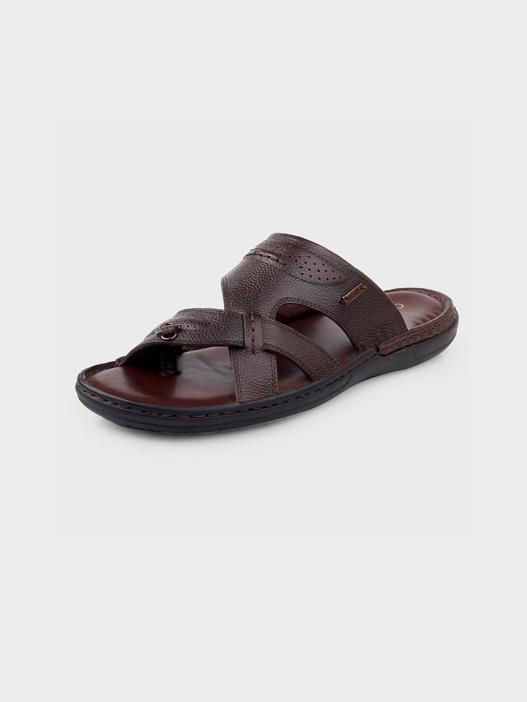 Brown Leather Slip-On Slippers