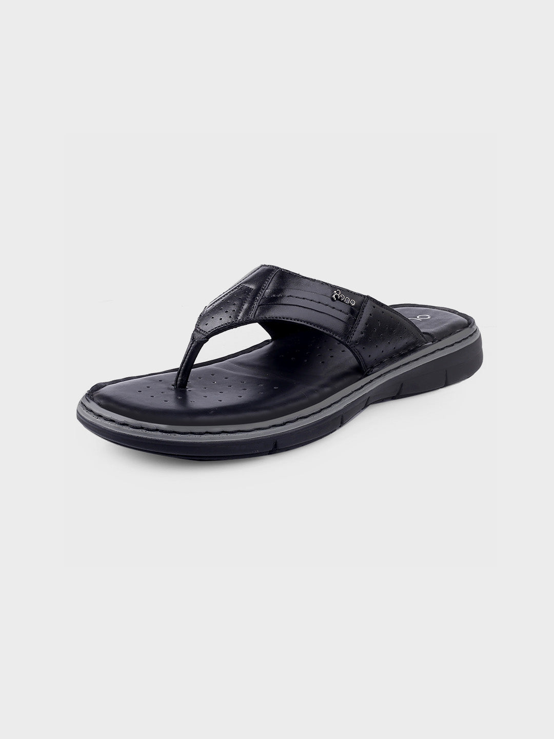 Black Leather Slip-On Slippers