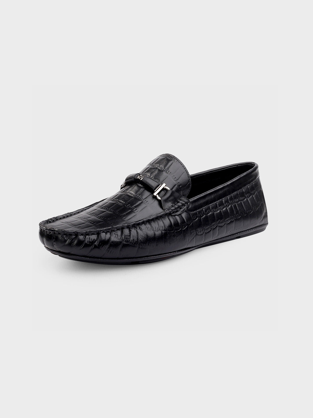 Black Leather Slip-On Loafer Shoes