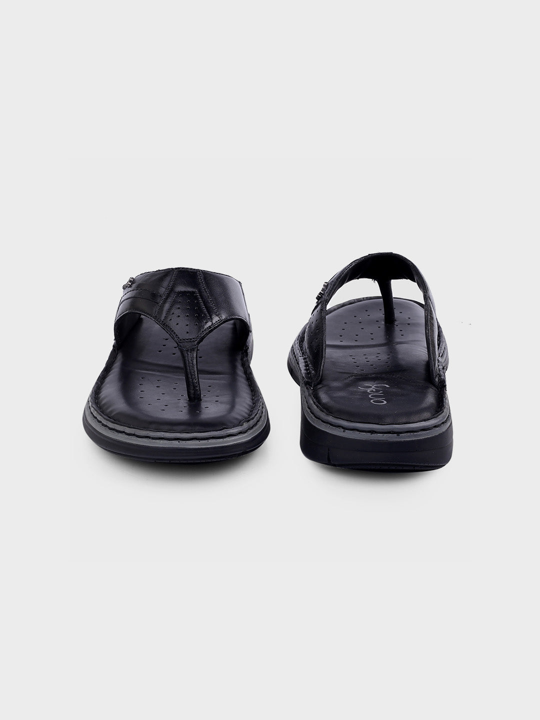 Black Leather Slip-On Slippers