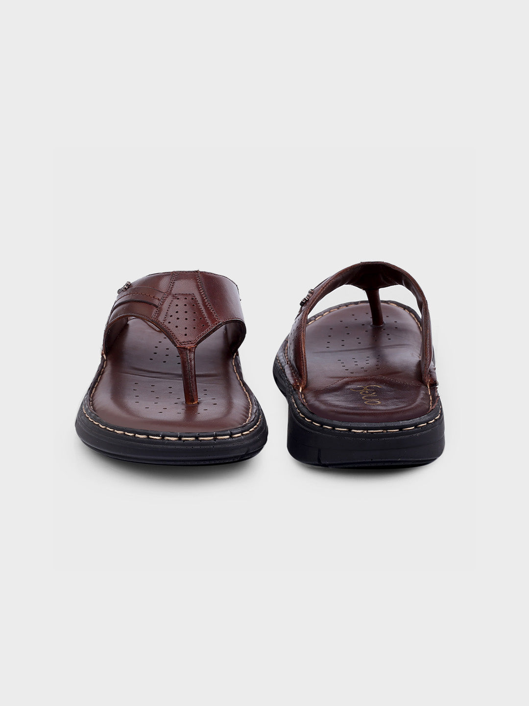 Brown Leather Slip-On Slippers