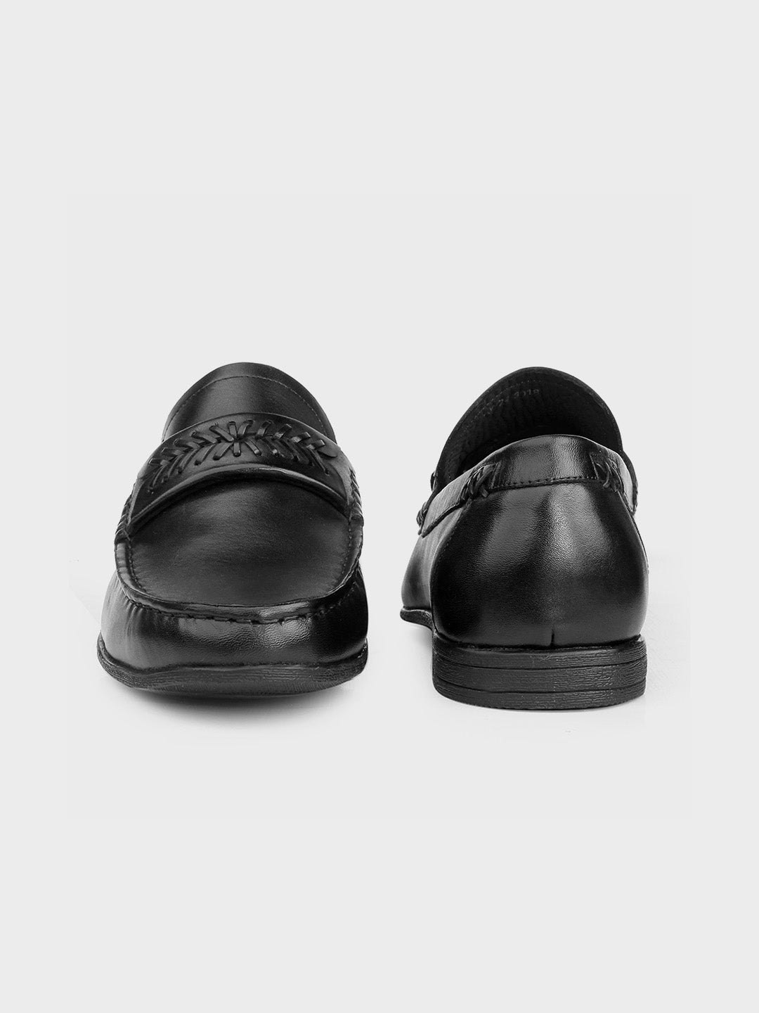 Men's Black Leather Slip-On Loafers