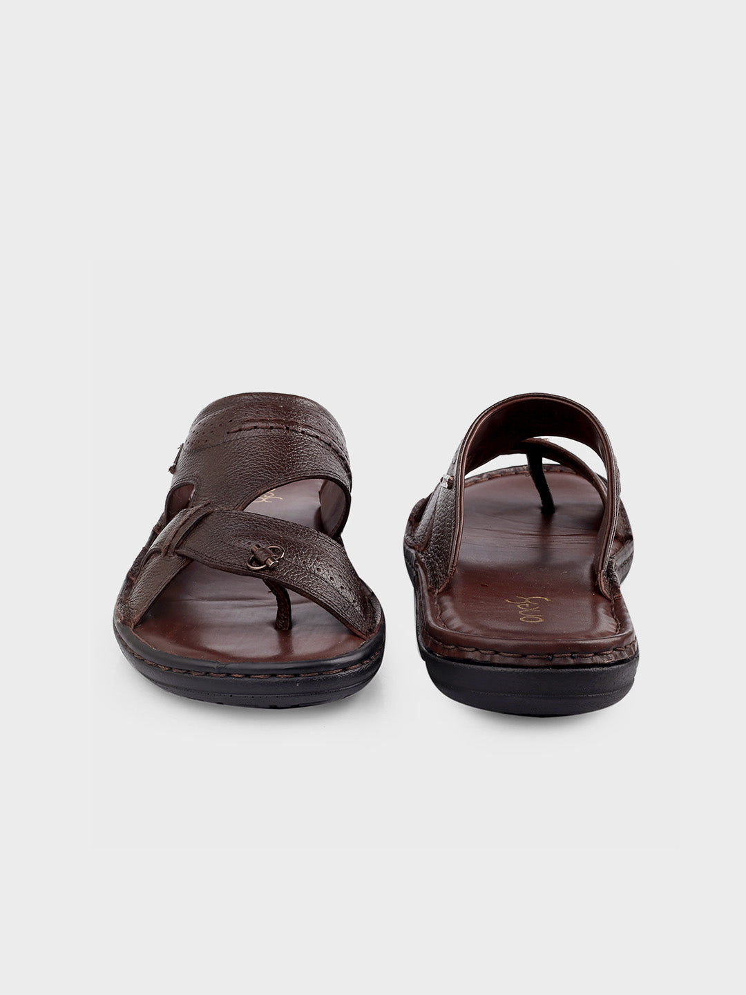 Brown Leather Slip-On Slippers