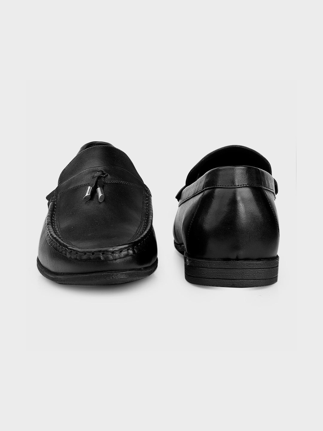 Men's Black Leather Tassel Slip-On Shoes