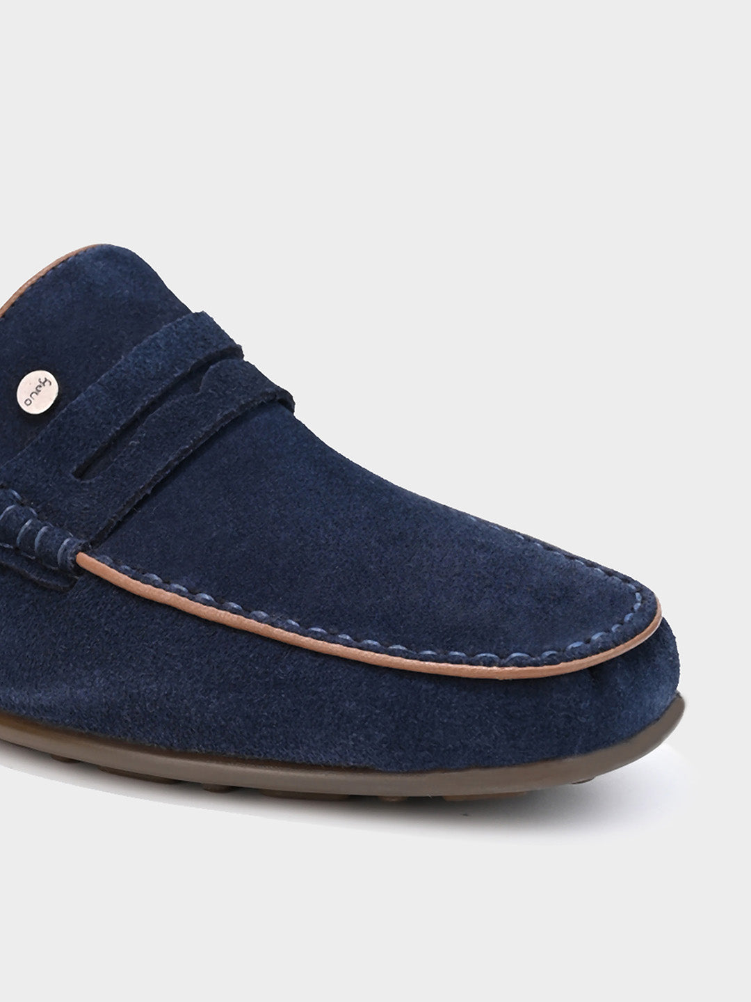 Navy Blue Suede Slip-On Loafers