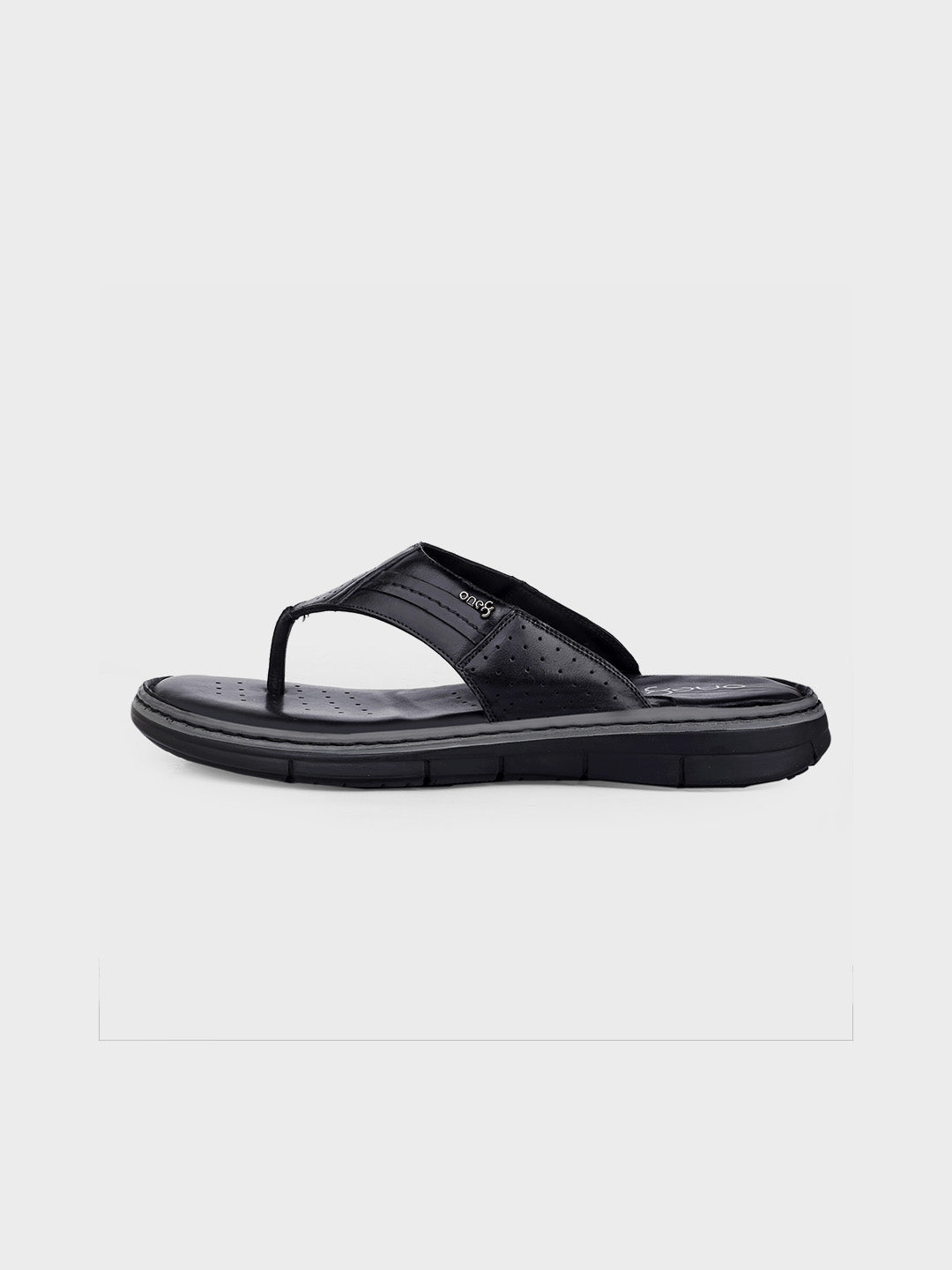 Black Leather Slip-On Slippers