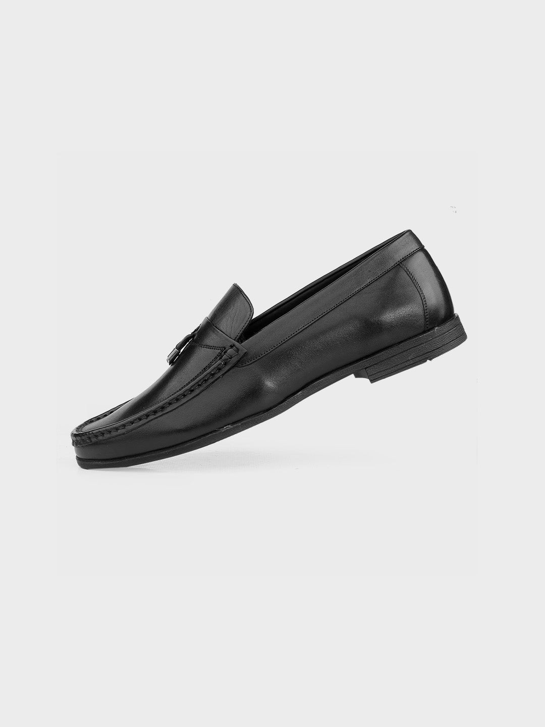 Men's Black Leather Tassel Slip-On Shoes