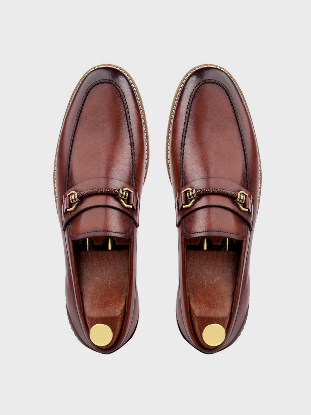 Tan Leather Slip-On Loafer Shoes