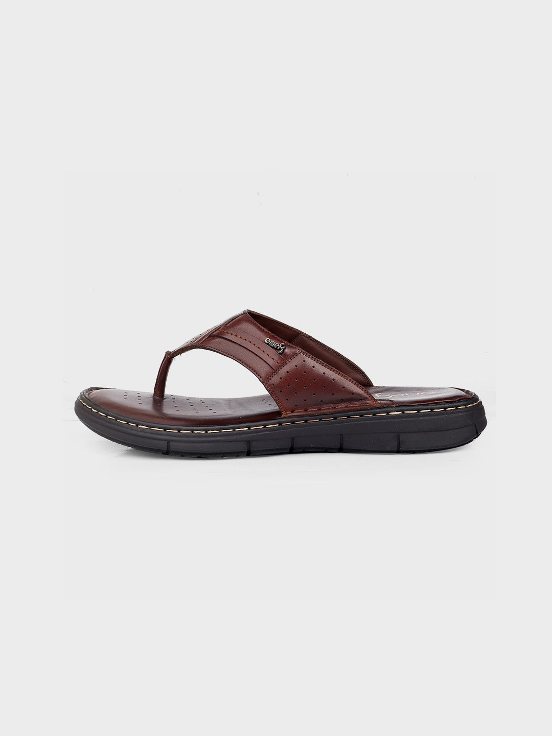 Brown Leather Slip-On Slippers