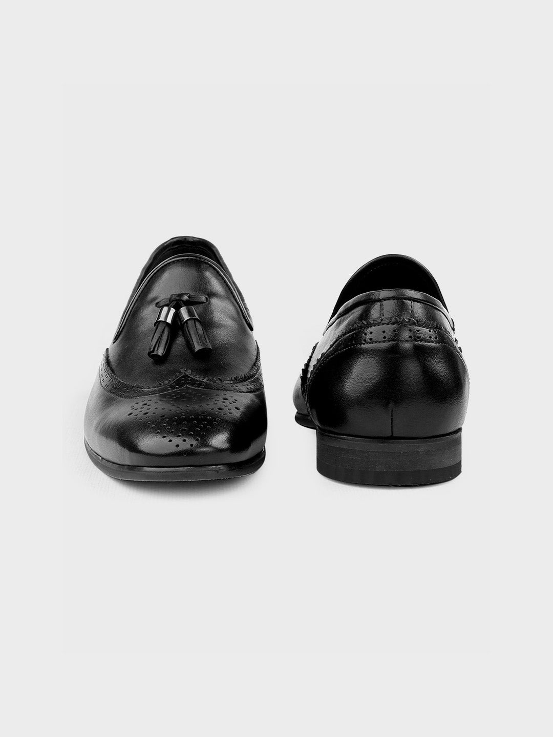 Black Leather Slip-On Loafers