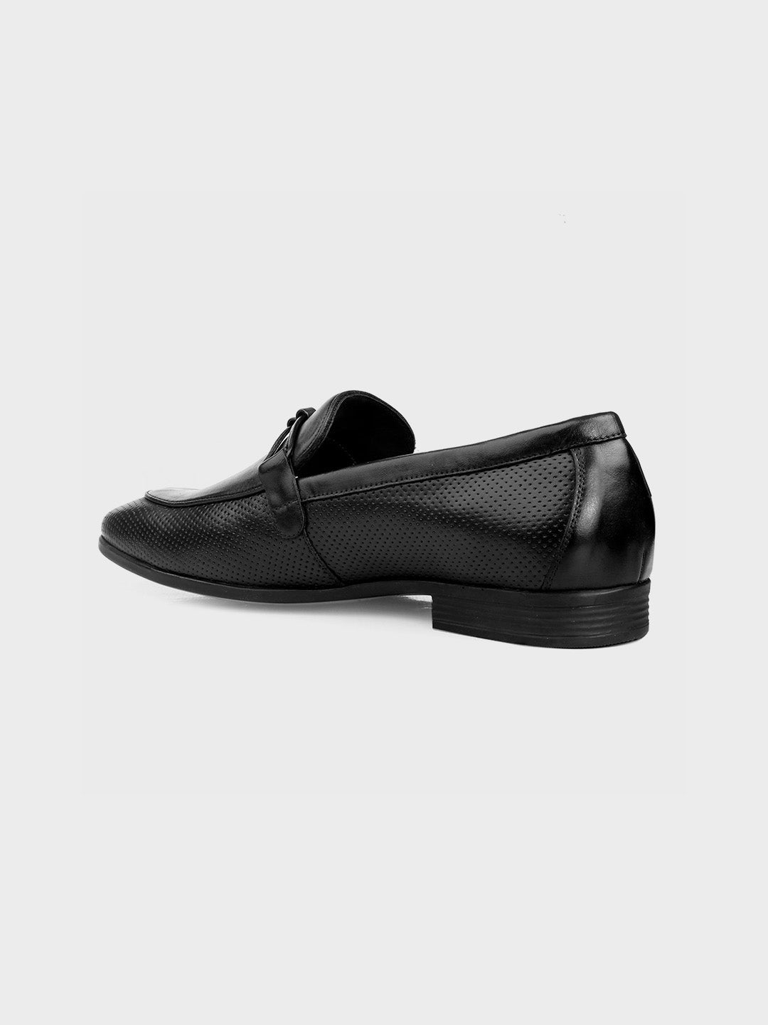 Black Leather Slip-On Loafer Shoes