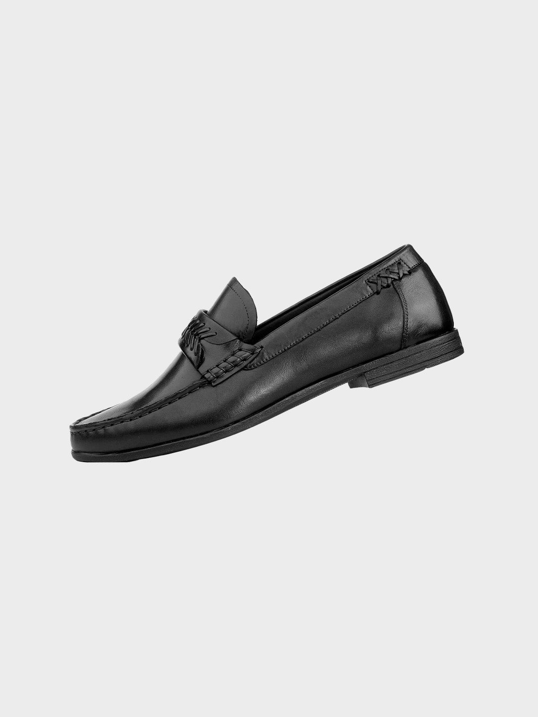 Men's Black Leather Slip-On Loafers