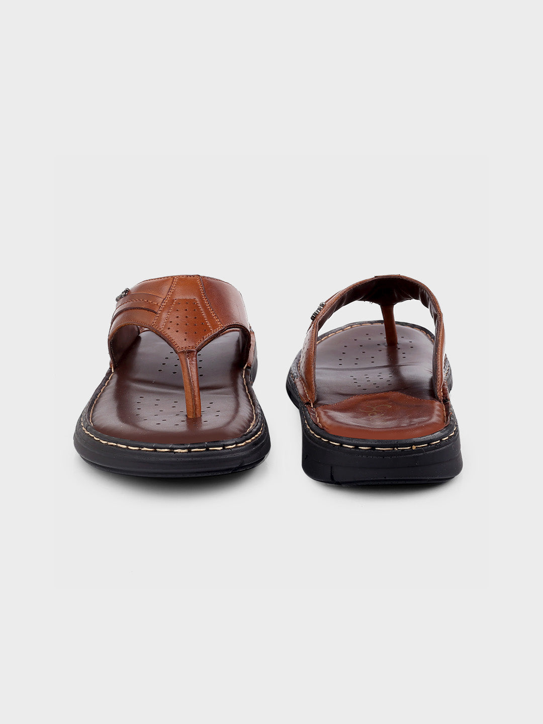 Tan Leather Slip-On Slippers