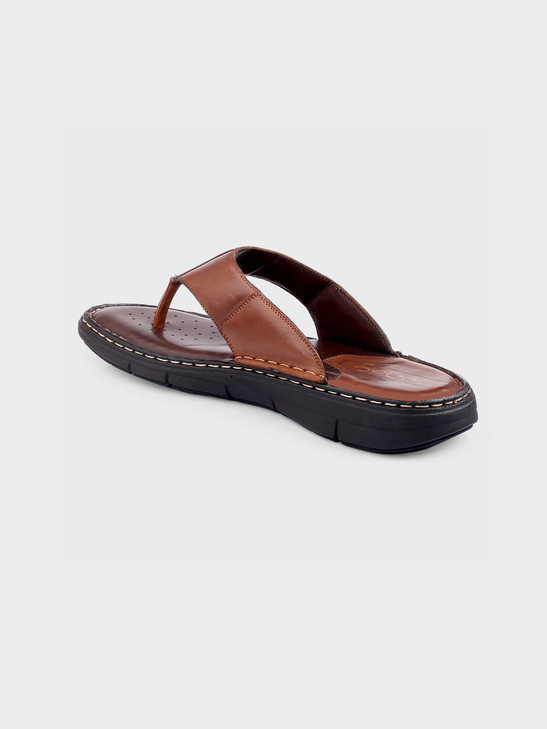 Tan Leather Slip-On Slippers