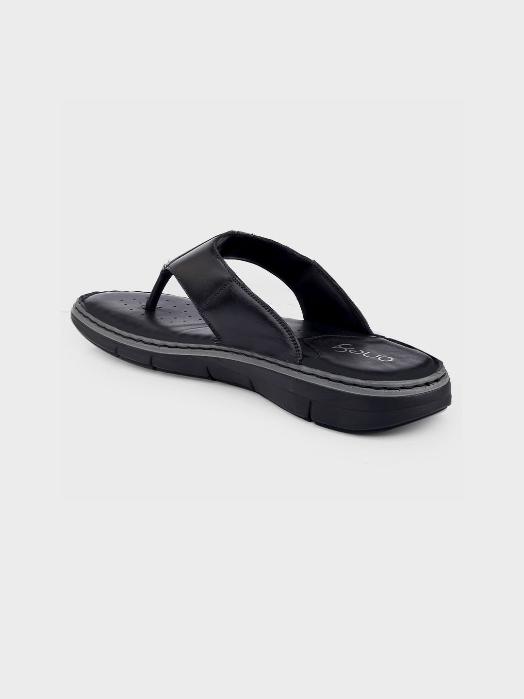 Black Leather Slip-On Slippers