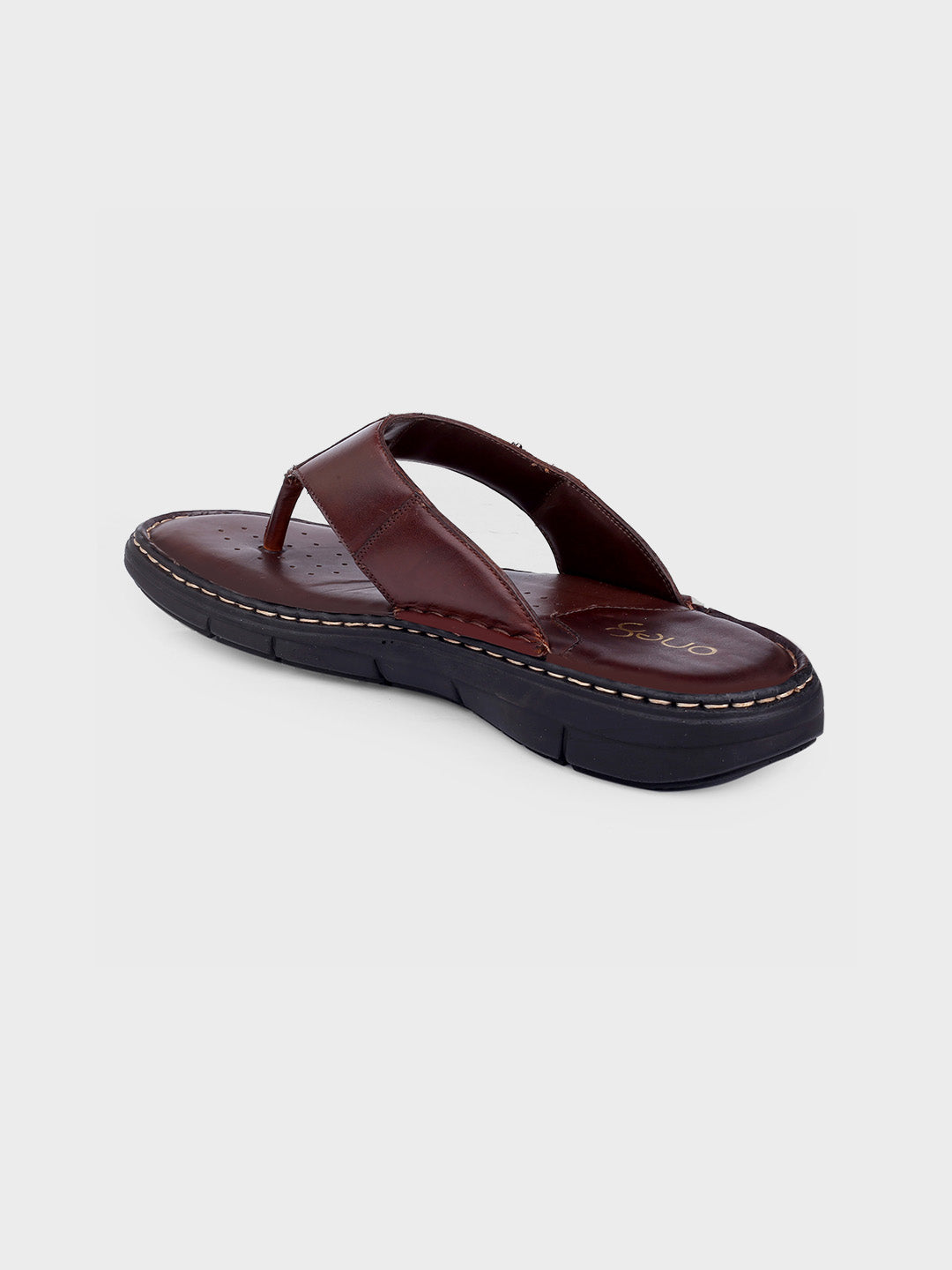 Brown Leather Slip-On Slippers