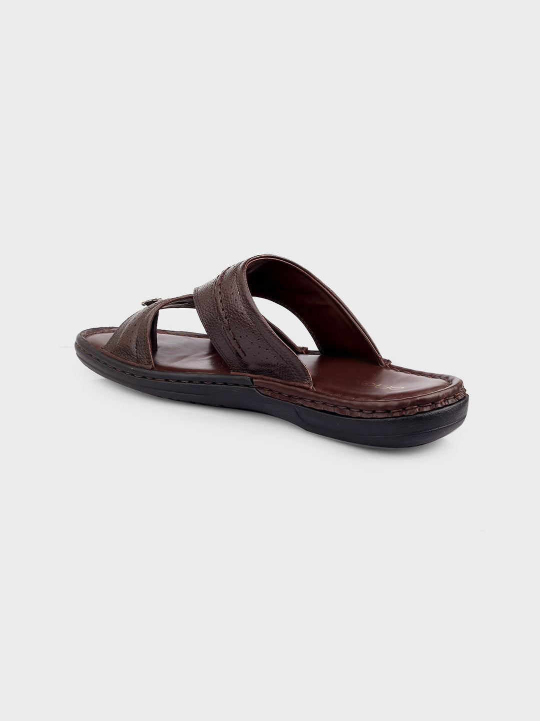 Brown Leather Slip-On Slippers