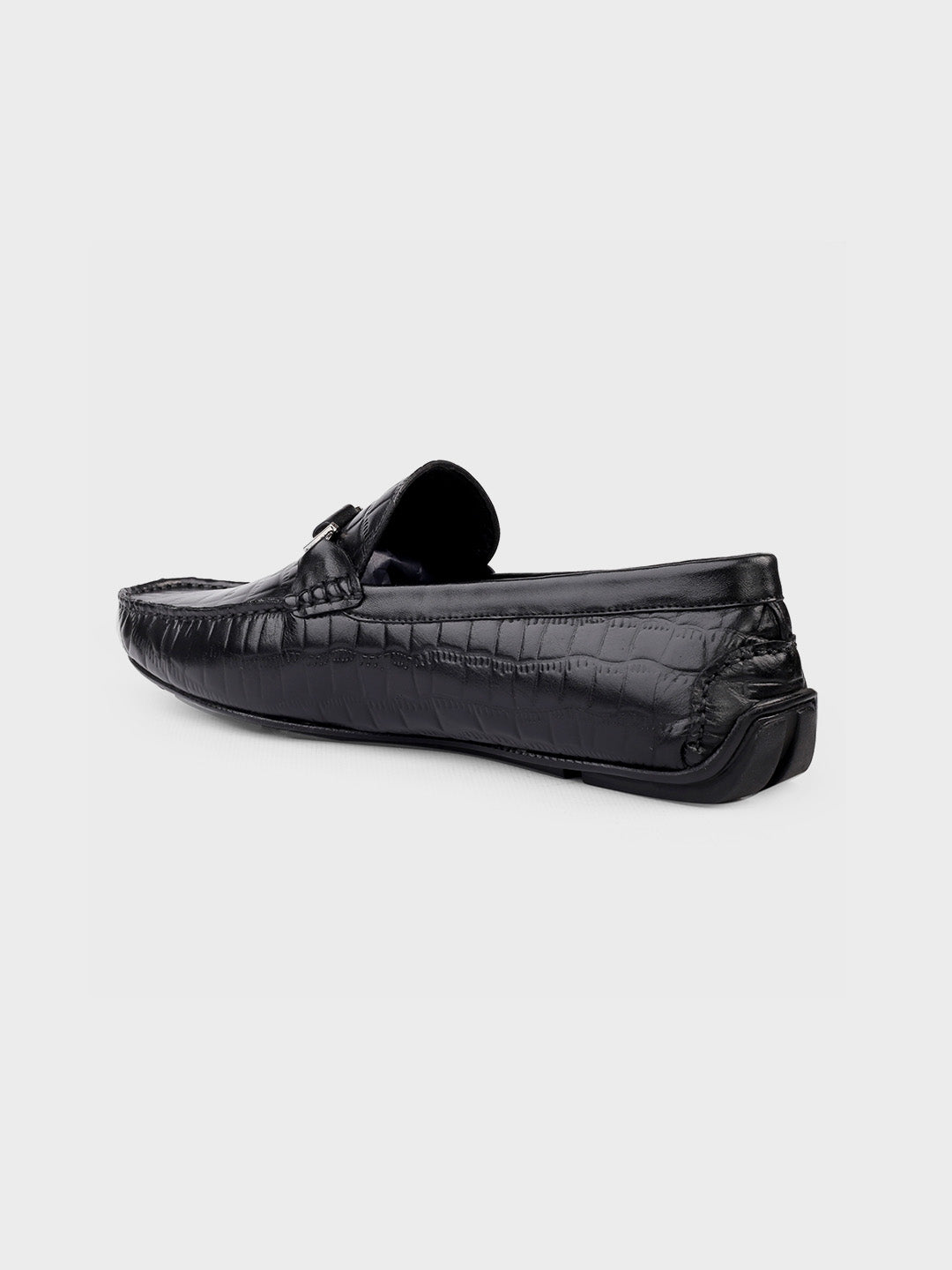 Black Leather Slip-On Loafer Shoes