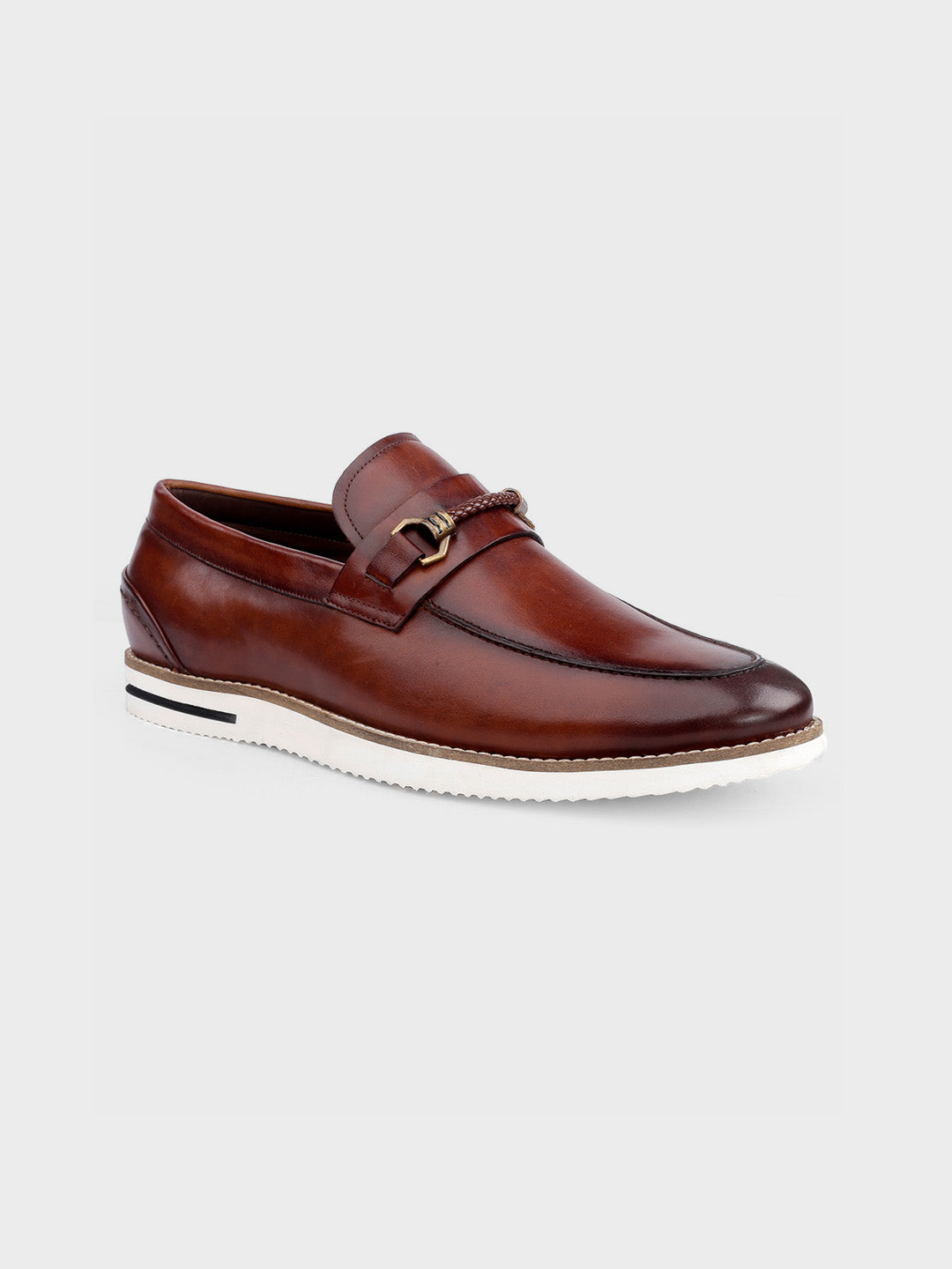 Tan Leather Slip-On Loafer Shoes