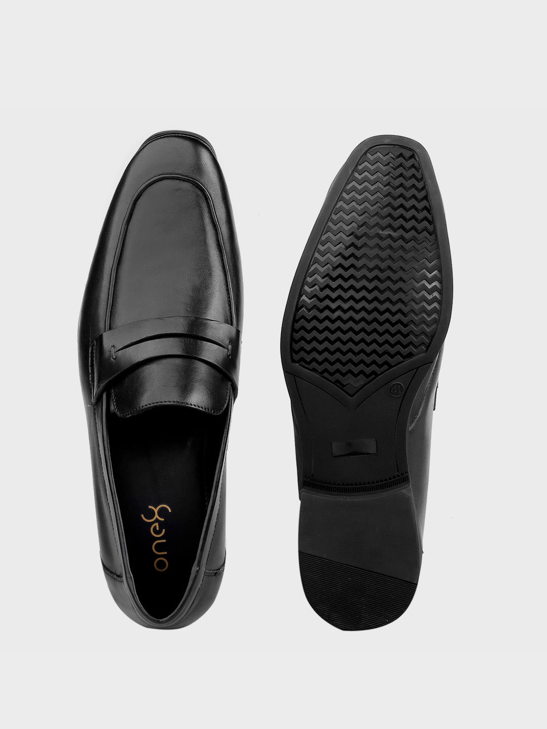 Black Leather Slip-On Loafers