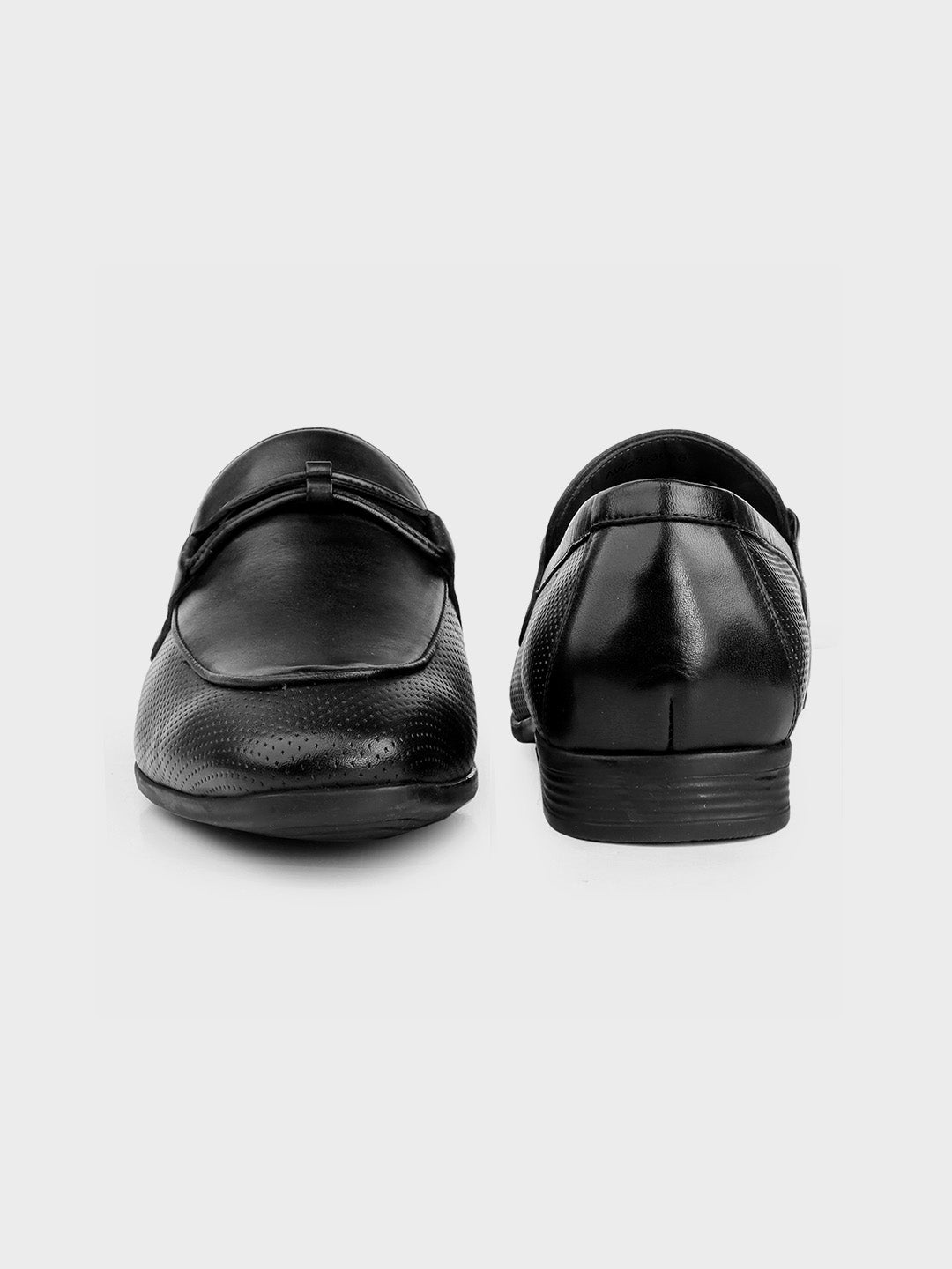 Black Leather Slip-On Loafer Shoes