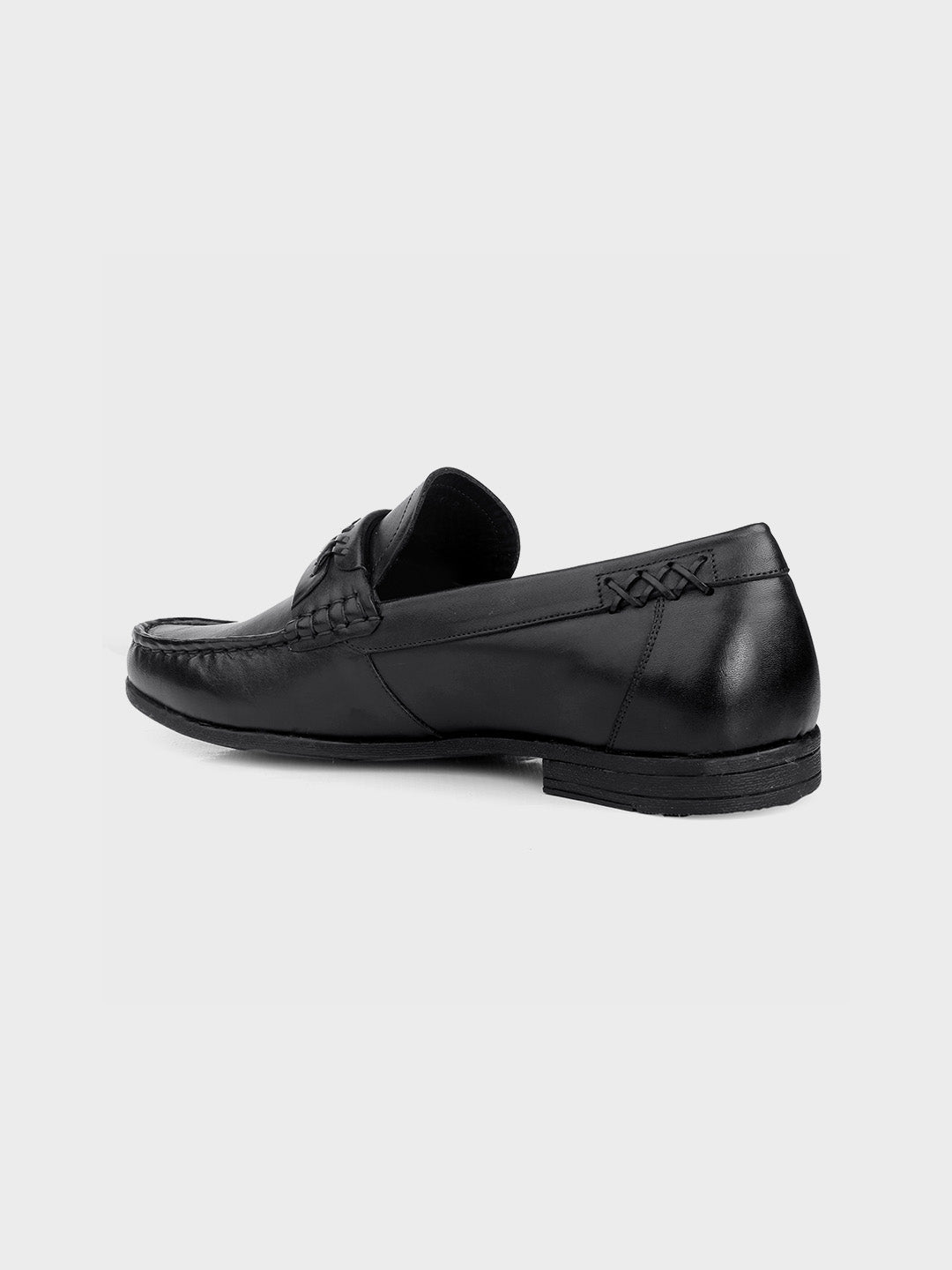 Men's Black Leather Slip-On Loafers