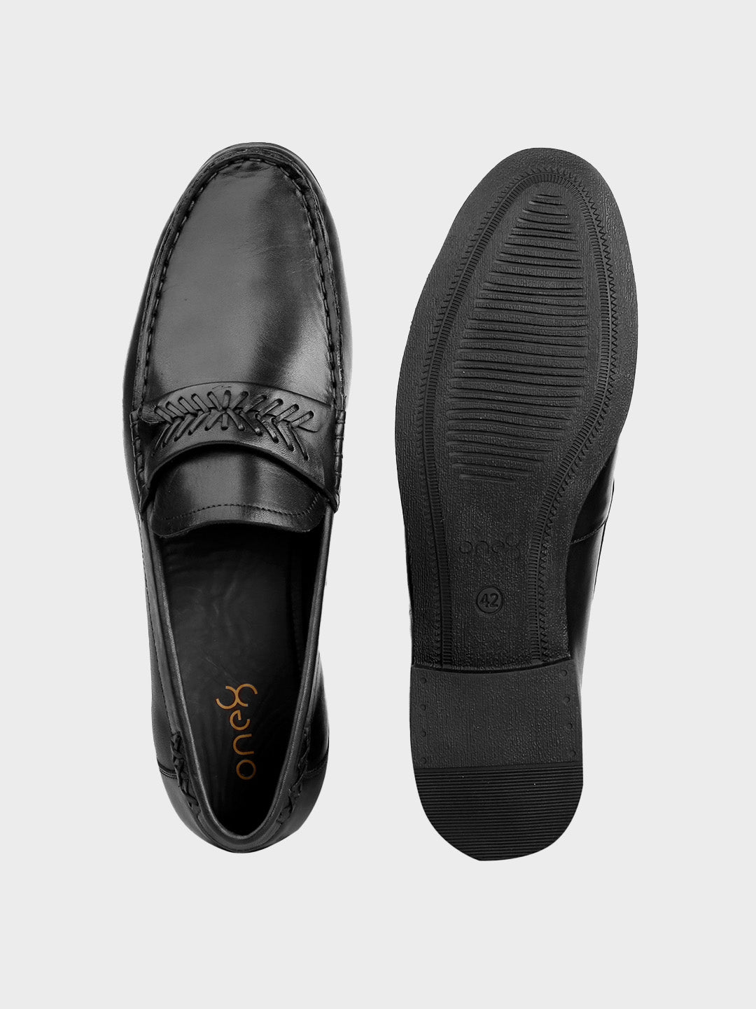 Men's Black Leather Slip-On Loafers