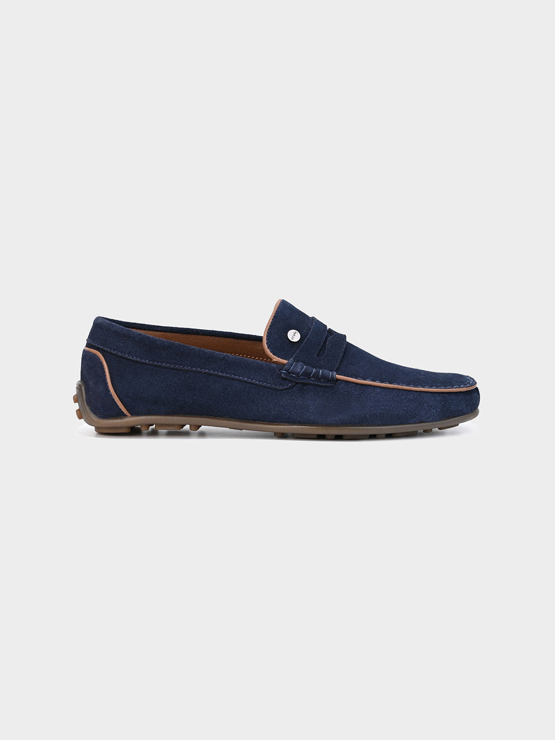 Navy Blue Suede Slip-On Loafers