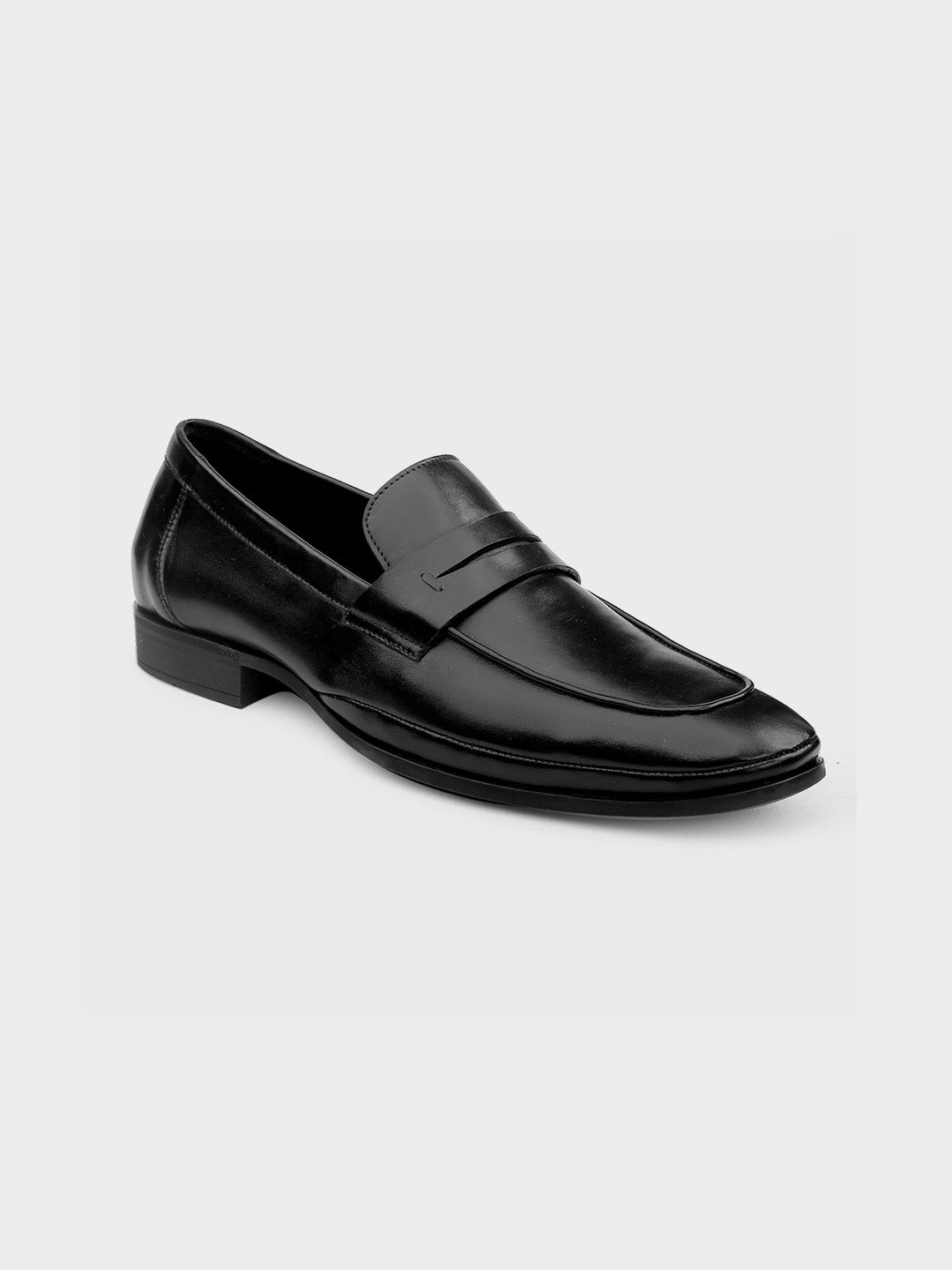 Black Leather Slip-On Loafers